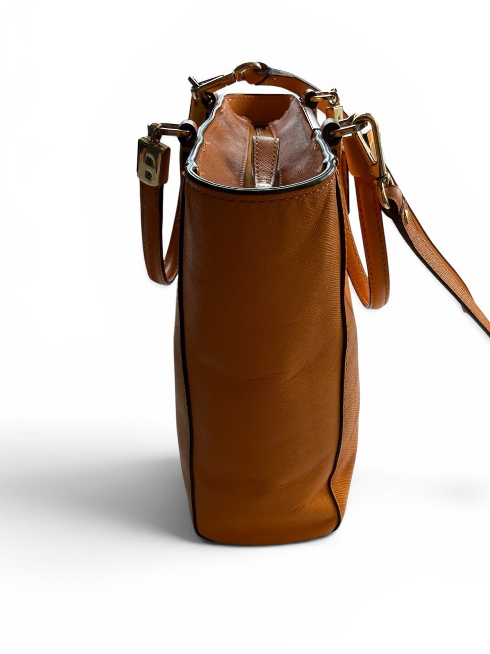 Coach Crossgrain Leather Zip Top Tote 28904 Orange Leather Crossbody Bag - Picture 4 of 8